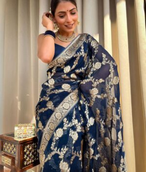 Banarasi Soft Lichi Silk Saree – Premium Jacquard Work