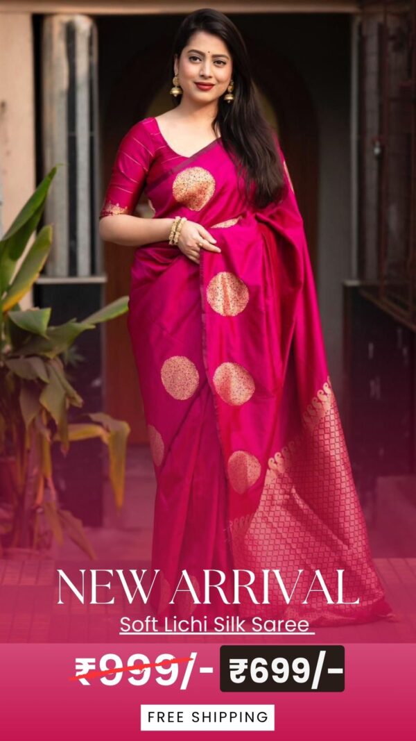 Soft Lichi Silk Saree with Rich Pallu & Jacquard Work