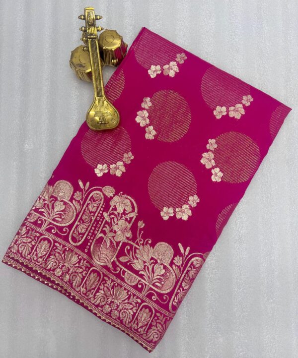 RAIMBO Soft Dolla Viscose Silk Saree with Zari Weaving & Piping Lace Border