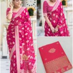 Step into elegance with this Soft Lichi Silk Saree, designed for a bright and traditional look. Featuring a beautiful rich pallu and jacquard work all over the saree, it brings out royal charm while being lightweight and easy to drape. Paired with an exclusive jacquard border blouse, this saree is perfect for weddings, parties, festive occasions, and cultural events. ✨ Product Details: Fabric: Soft Lichi Silk Cloth Design: Rich Pallu with Jacquard Work Blouse: Exclusive Jacquard Border Blouse Price: ₹599/- only ✔️ Bright & Traditional Look ✔️ Lightweight & Comfortable ✔️ Rich Jacquard Work for Premium Feel ✔️ Perfect Festive & Wedding Saree 💃 Style Tip: Pair this saree with traditional kundan jewelry or temple ornaments for a royal festive look.