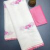 Linen Digital Print Saree with Fancy Lace Border & Satin Blouse