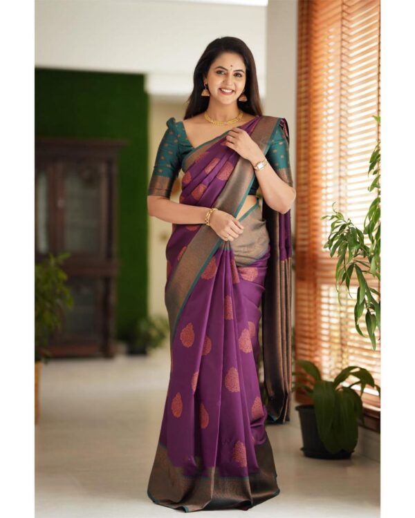 Copper Glow Art Silk Saree with Jacquard Border