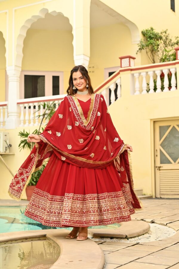 Karwa Chauth Special – Premium Designer Embroidered Gown with Dupatta
