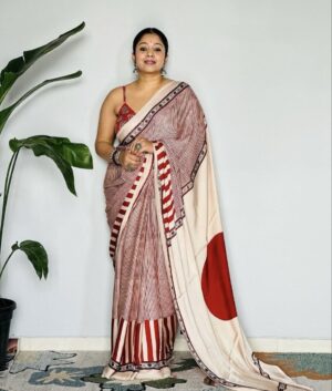 Elegant Original Model Silk Digital Printed Saree with Matching Blouse