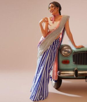 Buy Online Daily & Office Wear Linen Saree with Digital Print