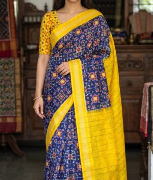 Plain Linen Digital Print Saree with Blouse
