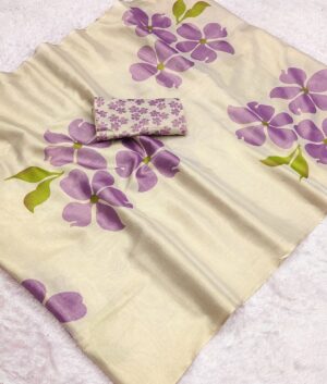 Linen Tissue Silk Saree with Matching Blouse