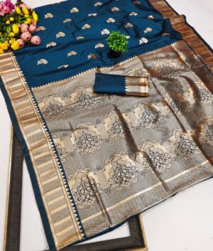 Pure Banarasi Silk Saree with Zari Weaving & Rich Pallu