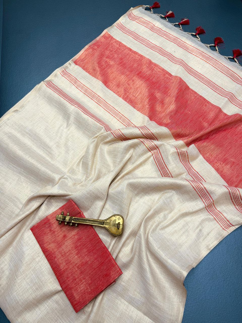 Pure Mysore Silk Soft Linen Saree with Jacquard Weaving – The Fabrizo Saree Pure Mysore Silk Soft Linen Saree with Jacquard Weaving - Image 2