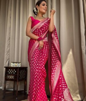 Banarasi Soft Lichi Silk Saree with Rich Pallu & Jacquard Work